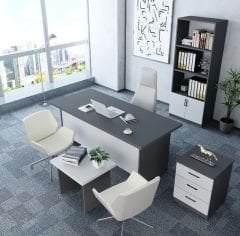 Plus 4'lü Ofis Takımı Ücretsiz Kurulum Model 7 Füme Beyaz