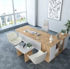 Cruz 3'lü Ofis Takımı Ücretsiz Kurulum Model 8 Çam Beyaz