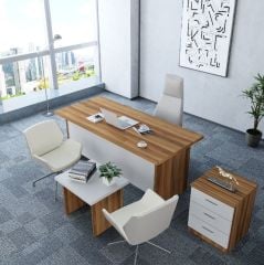 Asil 3'lü Ofis Takımı Ücretsiz Kurulum Model 9 Ceviz Beyaz