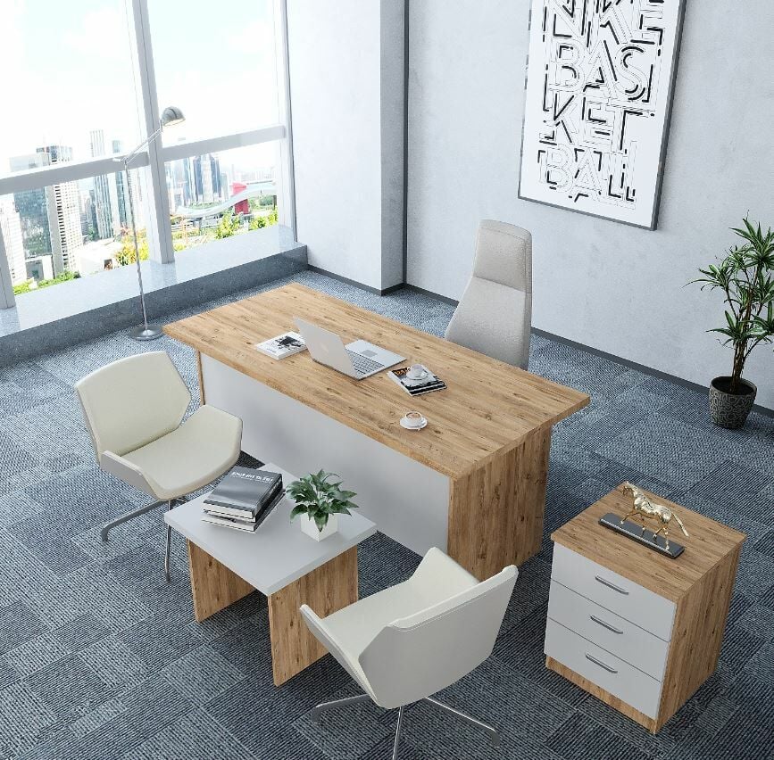 Asil 3'lü Ofis Takımı Ücretsiz Kurulum Model 9 Çam Beyaz