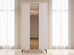 Mary 3 Kapaklı Çekmeceli Mdf Membran Dolap Reflekte Cam Gardırop Kumtaşı Montaj Dahil