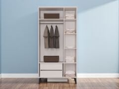 Mary 3 Kapaklı Çekmeceli Mdf Membran Dolap Reflekte Cam Gardırop Kumtaşı Montaj Dahil