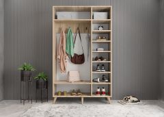 Açelya Portmanto Vestiyer Ayakkabılık Meşe Beyaz-Ücretsiz Kurulum M4