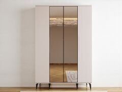 Mary 4 Kapaklı Çekmeceli Mdf Membran Dolap Reflekte Cam Gardırop Kumtaşı Montaj Dahil