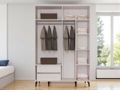 Mary 4 Kapaklı Çekmeceli Mdf Membran Dolap Reflekte Cam Gardırop Kumtaşı Montaj Dahil