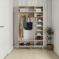 Açelya Portmanto Vestiyer Ayakkabılık Meşe-Ücretsiz Kurulum M4