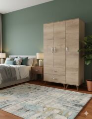 Duru 3 Kapaklı Dolap Gardırop Ücretsiz Kurulum Meşe M1