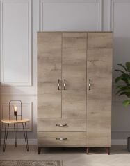 Duru 3 Kapaklı Dolap Gardırop Ücretsiz Kurulum Meşe M1