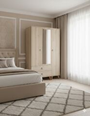 Duru 3 Kapaklı Dolap Gardırop Ücretsiz Kurulum Meşe M2