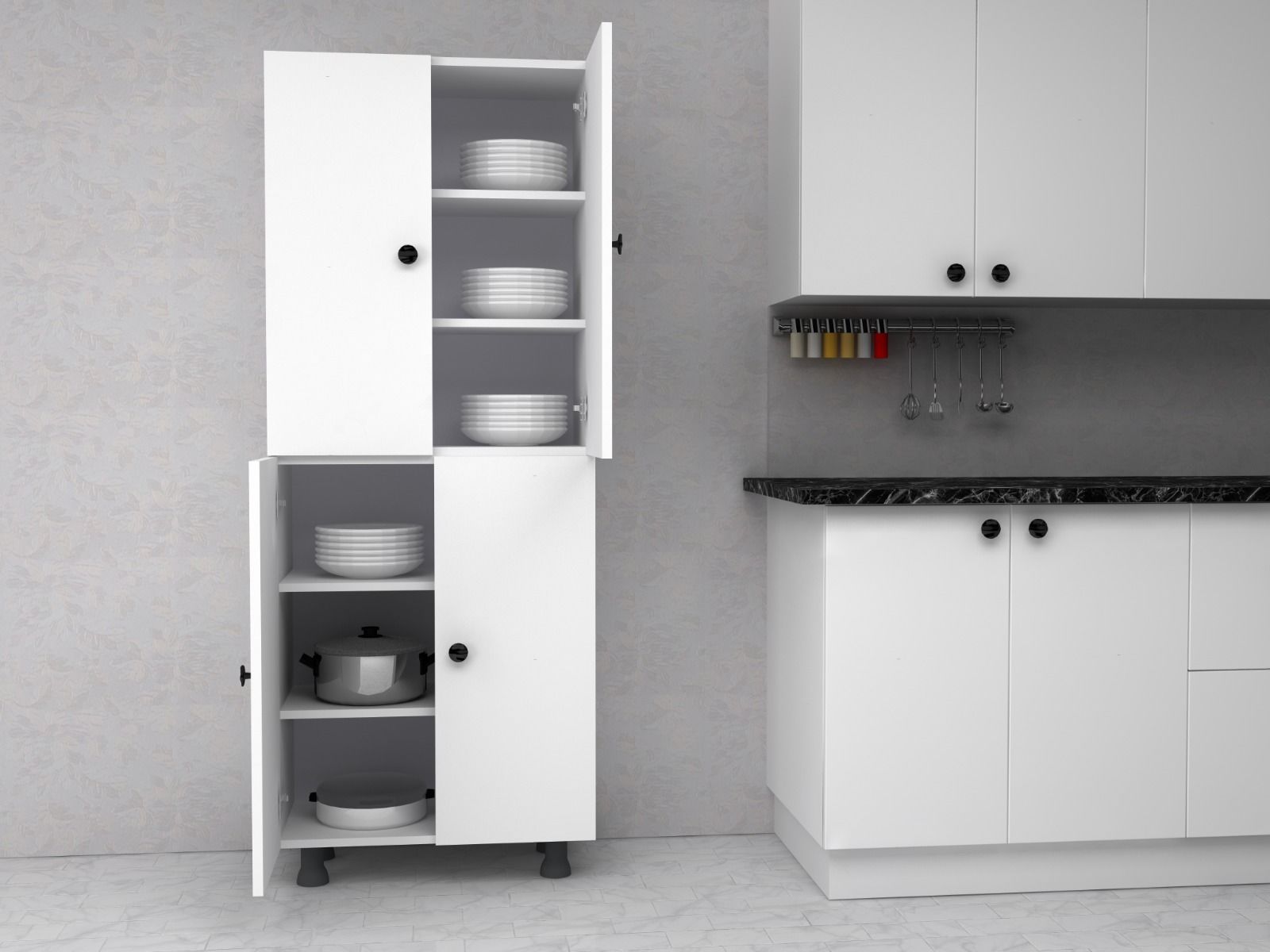 Venüs Tamamı MDF 6 Raflı Çok Amaçlı Mutfak Banyo Dolabı 70 cm