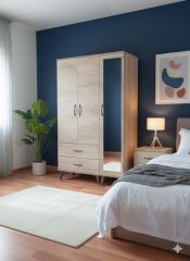 Duru 3 Kapaklı Dolap Gardırop Ücretsiz Kurulum Meşe M3