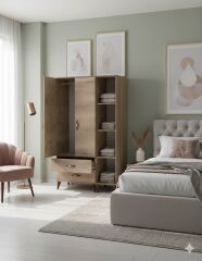 Duru 3 Kapaklı Dolap Gardırop Ücretsiz Kurulum Meşe M3