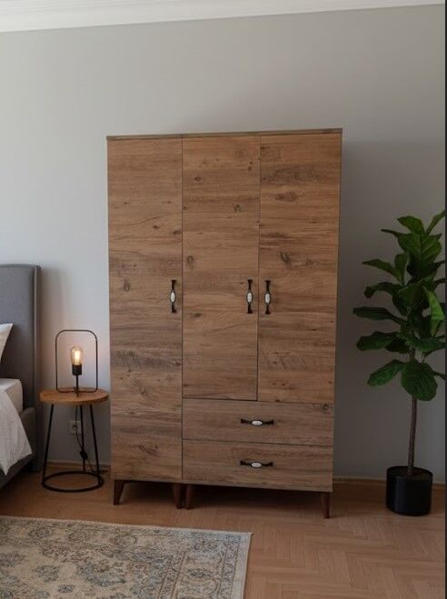 Duru 3 Kapaklı Dolap Gardırop Ücretsiz Kurulum Çam M1