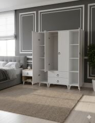 Koru 4 Kapaklı Dolap Gardırop Ücretsiz Kurulum Beyaz M1