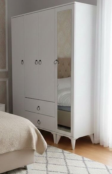 Koru 4 Kapaklı Dolap Gardırop Ücretsiz Kurulum Beyaz M3