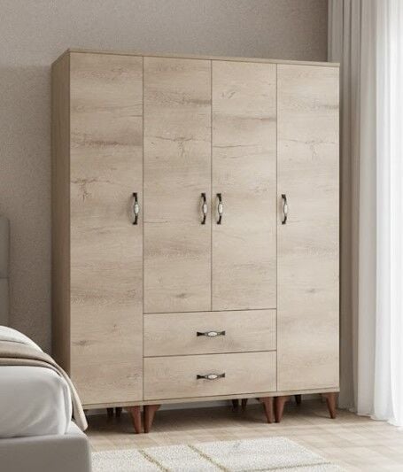Koru 4 Kapaklı Dolap Gardırop Ücretsiz Kurulum Meşe M1