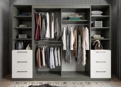 Bella Sürgü Kapaklı Dolap Gardırop Füme Beyaz - Ücretsiz Kurulum