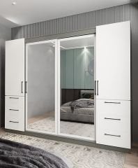 Bella Sürgü Kapaklı Dolap Gardırop Füme Beyaz - Ücretsiz Kurulum