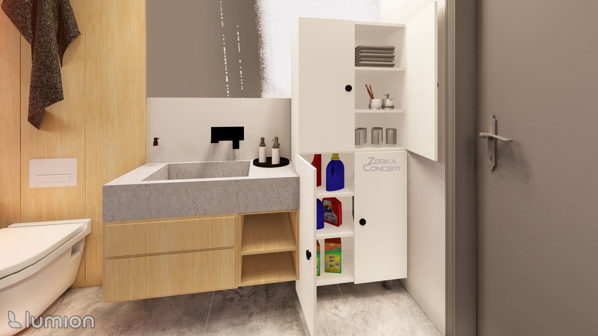 Gris %100 Mdf 6 Raflı Çok Amaçlı Mutfak Banyo Ayakkabılık Dolabı 50 CM