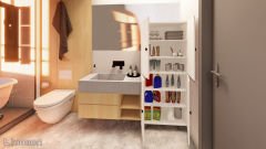 Gris %100 Mdf 6 Raflı Çok Amaçlı Mutfak Banyo Ayakkabılık Dolabı 50 CM