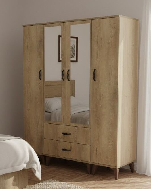 Koru 4 Kapaklı Dolap Gardırop Ücretsiz Kurulum Meşe M2