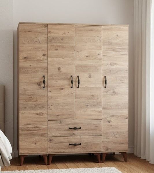 Koru 4 Kapaklı Dolap Gardırop Ücretsiz Kurulum Çam M1