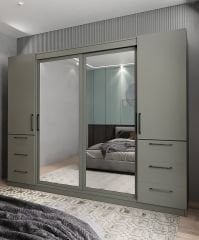 Bella Sürgü Kapaklı Dolap Gardırop Füme - Ücretsiz Kurulum