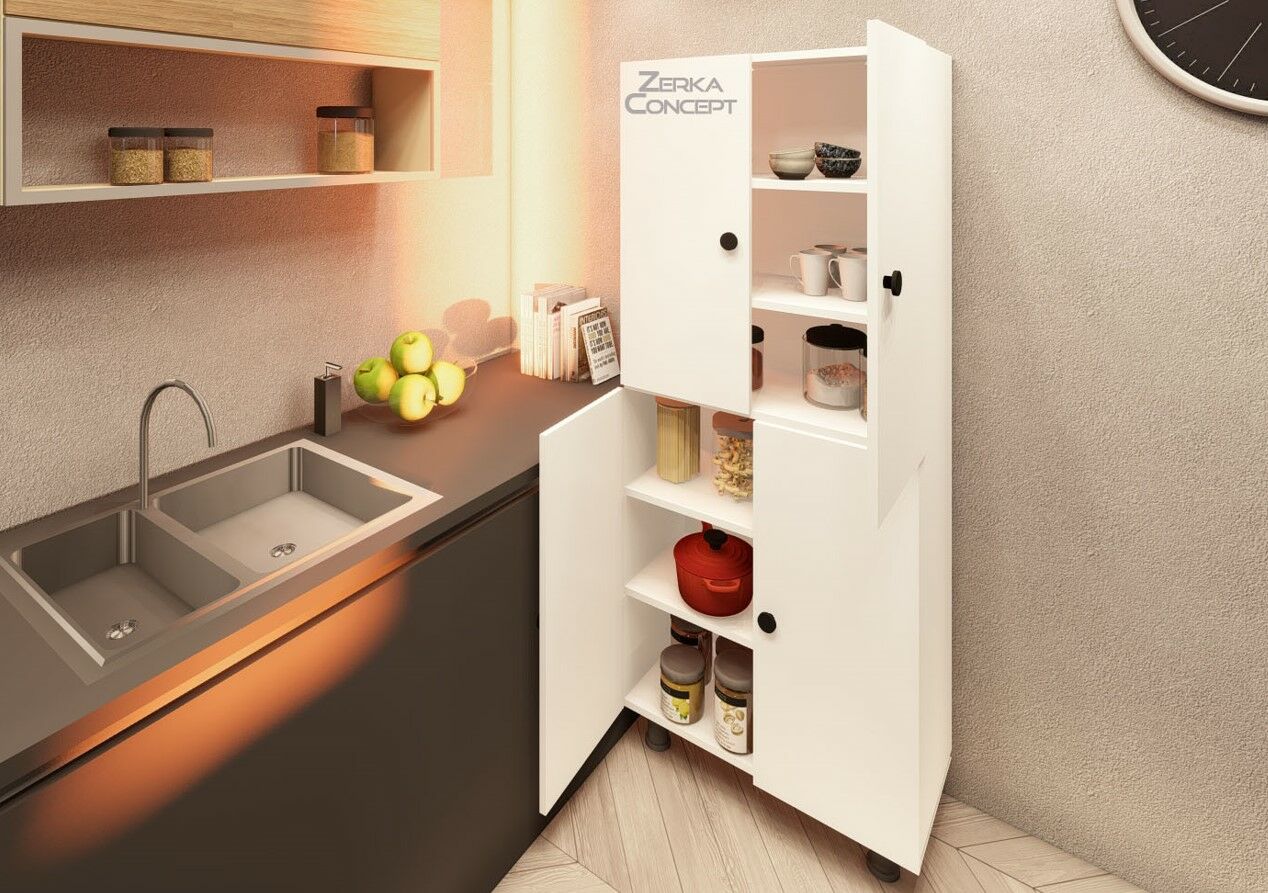 Bern %100 Mdf 6 Raflı Çok Amaçlı Mutfak Banyo Ayakkabılık Dolabı 50 CM