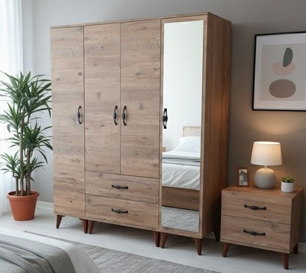 Koru 4 Kapaklı Dolap Gardırop Ücretsiz Kurulum Çam M3