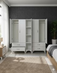 Safa 5 Kapaklı Dolap Gardırop Ücretsiz Kurulum Beyaz M1