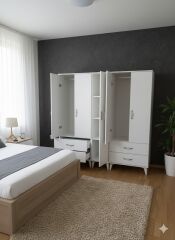 Safa 5 Kapaklı Dolap Gardırop Ücretsiz Kurulum Beyaz M1