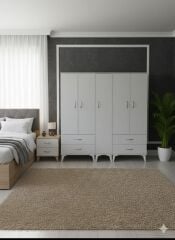 Safa 5 Kapaklı Dolap Gardırop Ücretsiz Kurulum Beyaz M1