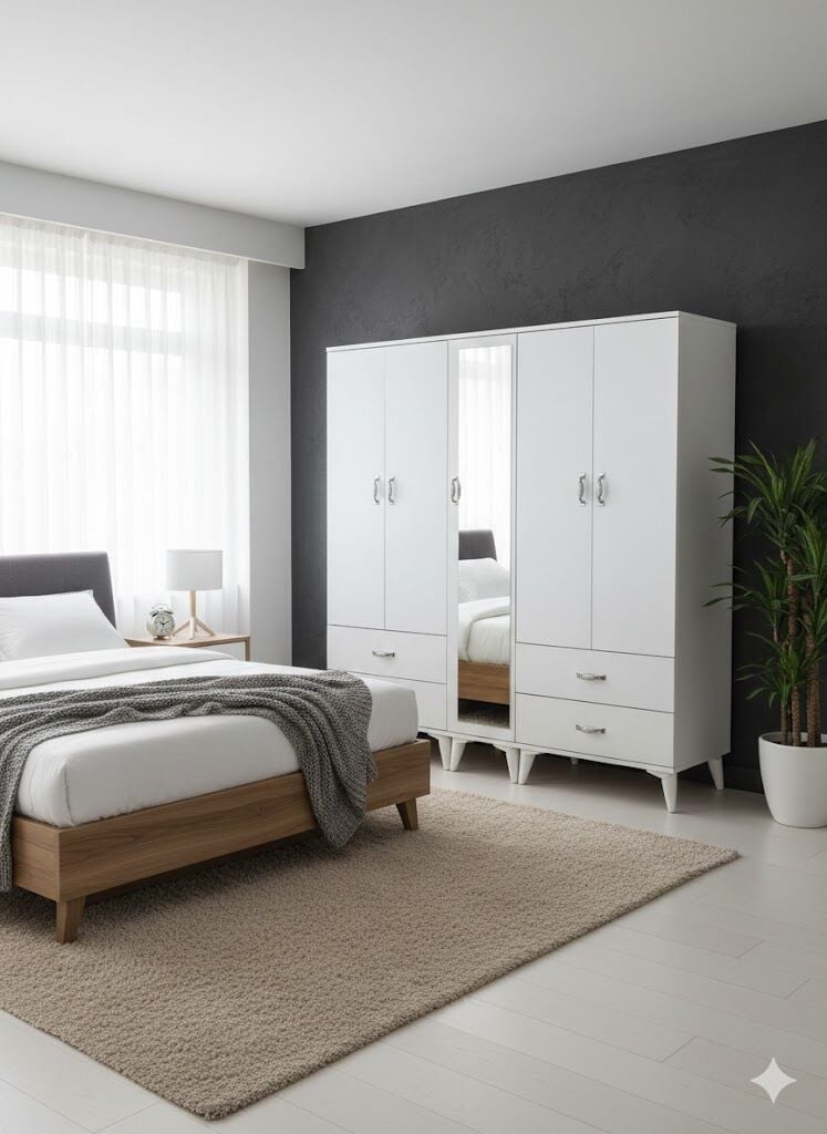 Safa 5 Kapaklı Dolap Gardırop Ücretsiz Kurulum Beyaz M2