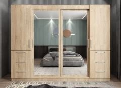 Bella Sürgü Kapaklı Dolap Gardırop Meşe - Ücretsiz Kurulum