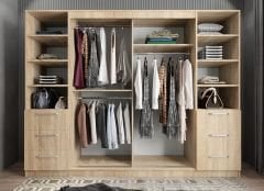 Bella Sürgü Kapaklı Dolap Gardırop Meşe - Ücretsiz Kurulum