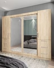 Bella Sürgü Kapaklı Dolap Gardırop Meşe - Ücretsiz Kurulum