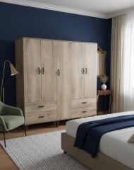 Safa 5 Kapaklı Dolap Gardırop Ücretsiz Kurulum Meşe M1