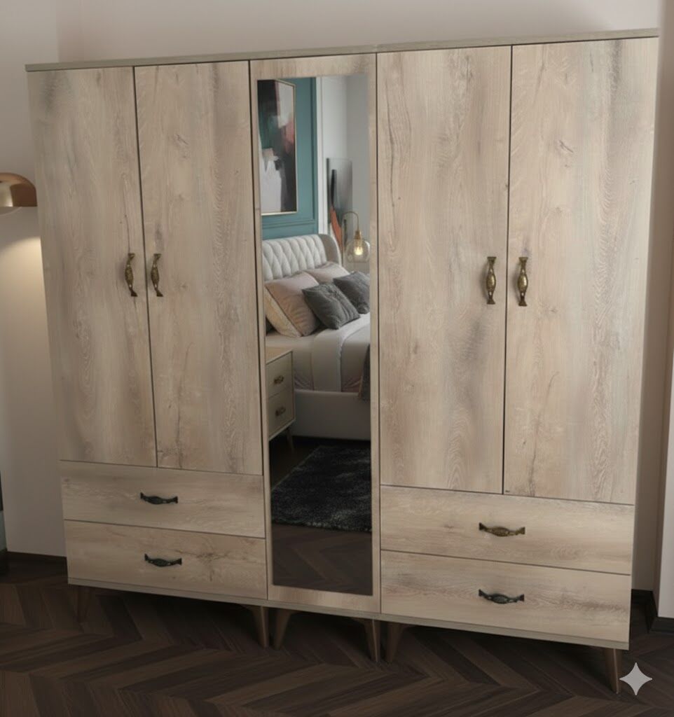 Safa 5 Kapaklı Dolap Gardırop Ücretsiz Kurulum Meşe M2