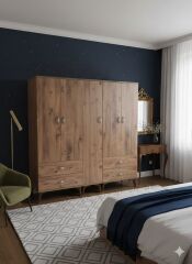 Safa 5 Kapaklı Dolap Gardırop Ücretsiz Kurulum Çam M1