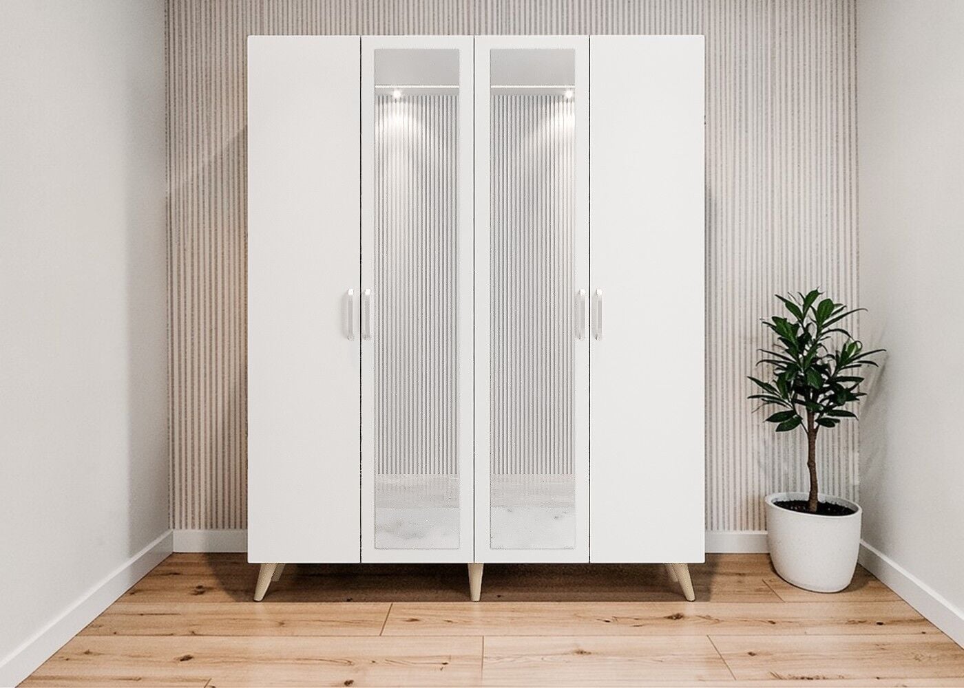 Açelya Aynalı Portmanto Vestiyer Ayakkabılık Meşe Beyaz - M2