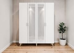 Açelya Aynalı Portmanto Vestiyer Ayakkabılık Meşe Beyaz - M2