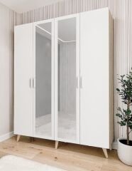 Açelya Aynalı Portmanto Vestiyer Ayakkabılık Meşe Beyaz - M2