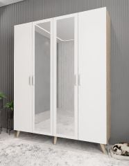 Açelya Aynalı Portmanto Vestiyer Ayakkabılık Meşe Beyaz - M2