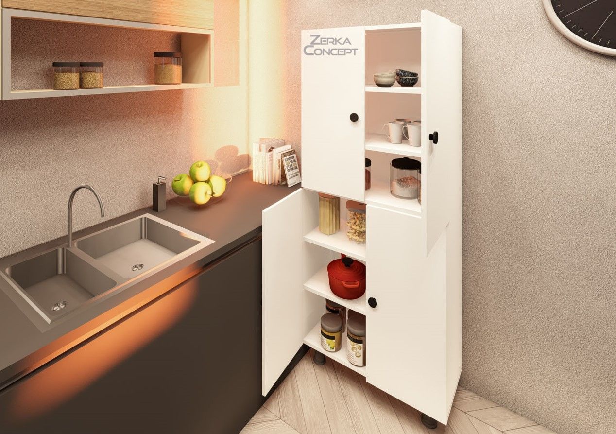 Bern %100 Mdf 6 Raflı Çok Amaçlı Mutfak Banyo Ayakkabılık Dolabı - 60 CM