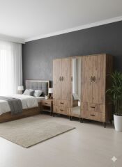 Safa 5 Kapaklı Dolap Gardırop Ücretsiz Kurulum Çam M2