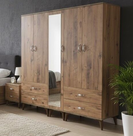 Safa 5 Kapaklı Dolap Gardırop Ücretsiz Kurulum Çam M2