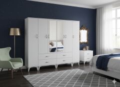 Odin 6 Kapaklı Dolap Gardırop Ücretsiz Kurulum Beyaz M2