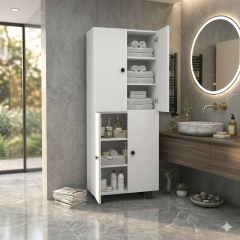 Gris Mdf 6 Raflı Çok Amaçlı Mutfak Banyo Ayakkabılık Dolabı 70 Cm