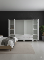 Odin 6 Kapaklı Dolap Gardırop Ücretsiz Kurulum Beyaz M2