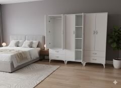 Odin 6 Kapaklı Dolap Gardırop Ücretsiz Kurulum Beyaz M3